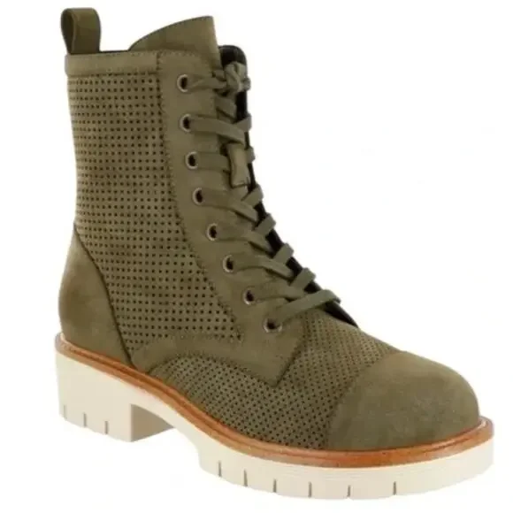 NWT‎ MIA Women's Havenn Lace-Up Chunky Sole Booties in Olive Green