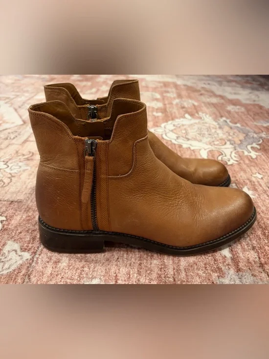 Franco Sarto Women's Brown Leather Side-Zip Ankle Booties