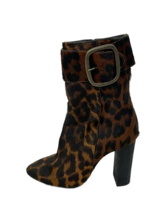Saint Laurent Paris Short Boots 36.5 Brown Leopard Print