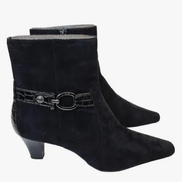 Anne Klein iFlex Greta Black Suede Side Zip Boots NWOB. 7.5M