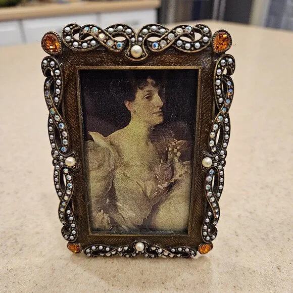 RARE JAY STRONGWATER HONORE WEDDING SCROLL BRAIDED PEARL CRYSTAL ENAMEL FRAME
