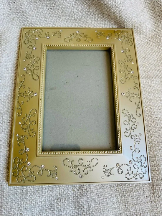 Vintage Ornate Decorative Picture Frame Rhinestone Accents Fits 5x7