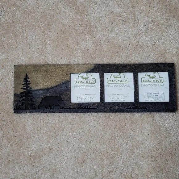 Big Sky Carvers Rustic Black Bear 3 Picture Frame