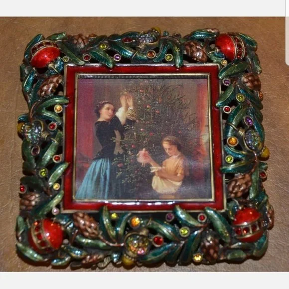 RARE EXQUISITE JAY STRONGWATER CHRISTMAS ORNAMENTS HOLIDAY GOLD CRYSTAL FRAME
