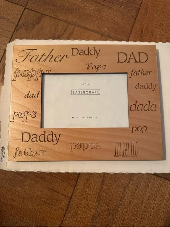 LaserCraft Wooden 'Father/Dad' Photo Frame - Natural Wood