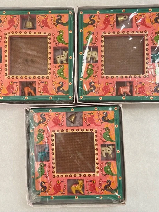 Set of 3 Handcrafted Kondapalli Wooden Photo Frames Hand Painted