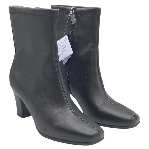 Aerosoles‎ Women's Cinnamon Heeled Tailored Booties Black Size 9.5 Ankle Boots