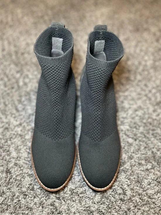 Eileen Fisher Women's Gray Stretch Knit Wedge Booties Ankle‎ Boots 8 Shoes