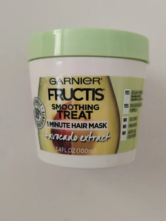 Garnier Fructis Smoothing + Avocado Hair Treat Hair Mask, 3.4 fl oz