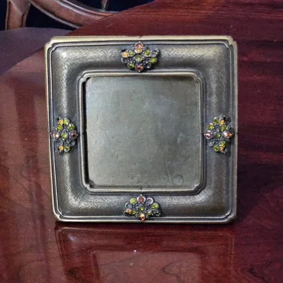 RARE LUXURY JAY STRONGWATER CHINOISERIE MODERN GOLD FAN ENAMEL CRYSTAL FRAME