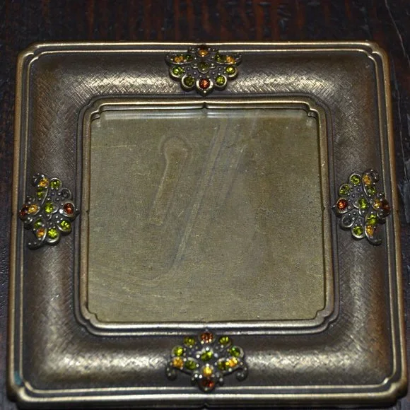 RARE LUXURY JAY STRONGWATER CHINOISERIE MODERN GOLD FAN ENAMEL CRYSTAL FRAME