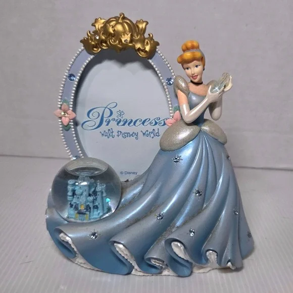 Disney Parks Cinderella Princess Frame Mini Castle Snow Globe Photo Frame Dusty