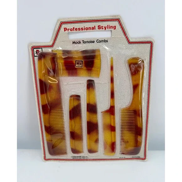 Dura-Kleen Mock Tortoise Hair Combs Set of 6 Brown Vintage No. 331 New