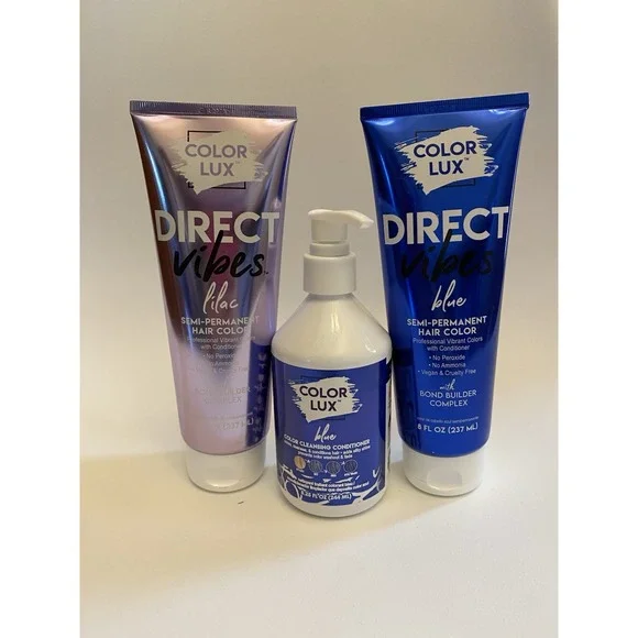 New Color Lux Direct Vibes Semi-Permanent Hair Color Lilac Blue Purple Bundle