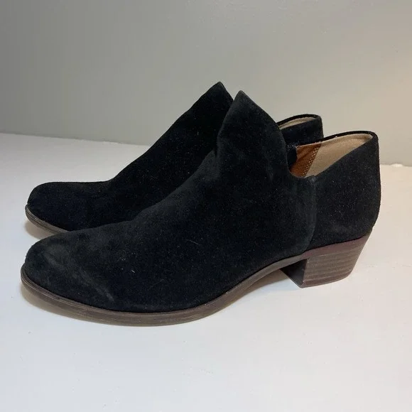Lucky‎ Brand Women's Suede Brett Boots Black Mid Heel 7.5