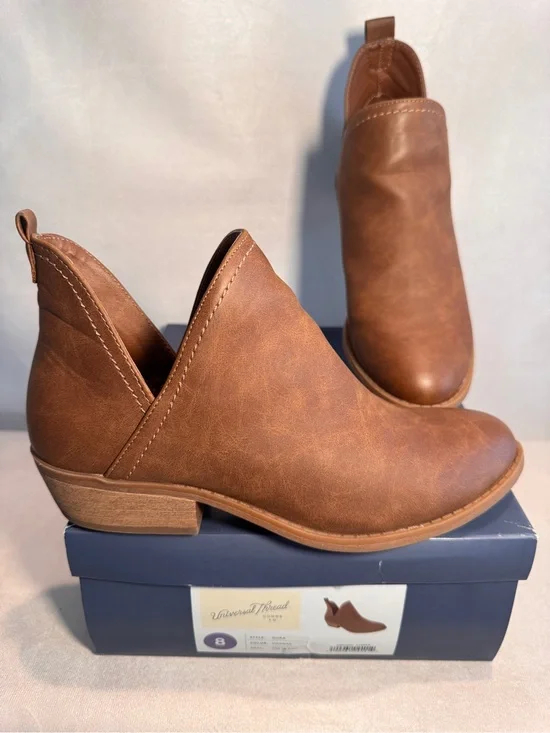 Universal Thread Cognac Brown Slip-On Ankle Booties