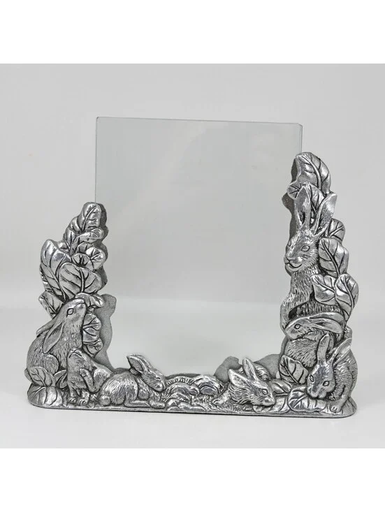 Vintage Arthur Court Bunny Rabbit Cast Aluminum Floating Picture Frame 1989 5x7