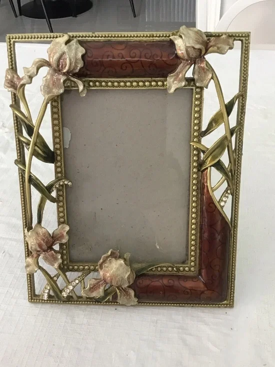 Ornate Floral Decorative Enamel Picture Frame by Sherborne. #195