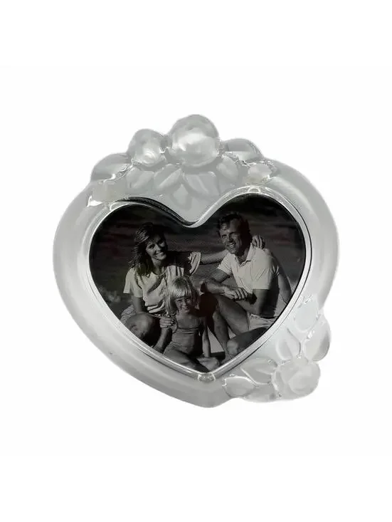 Vintage Mikasa Rosemont Crystal Heart-Shaped Picture Frame – Rose Accents