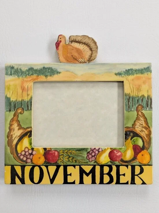 Vintage90's  Exposures Hand Painted November Photo Frame Months Of The Year