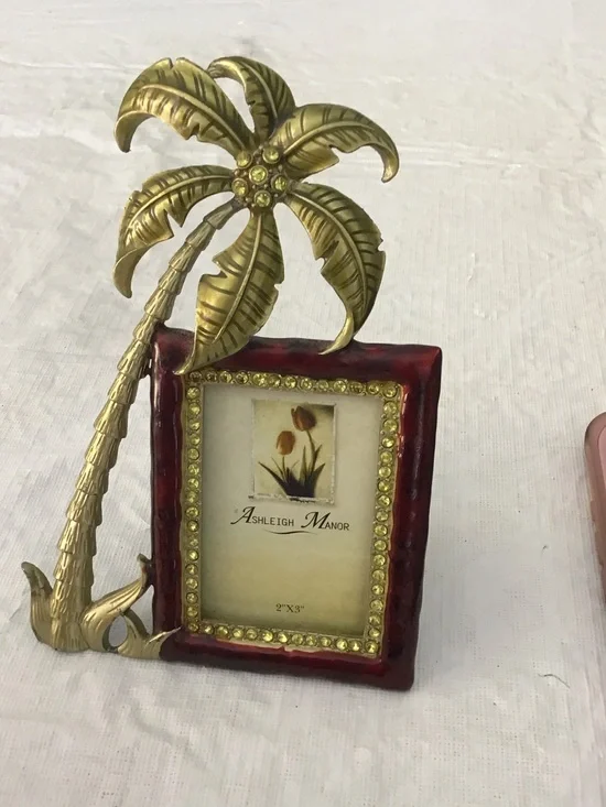 Vintage Burgundy and Gold Palm Tree Photo Frame #193