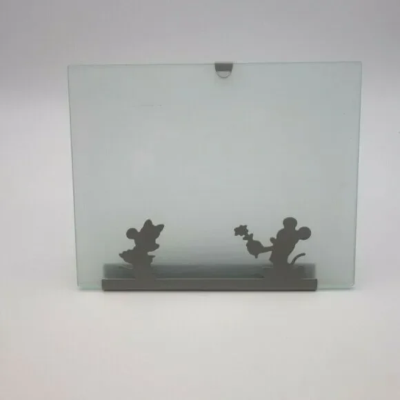 Disney Michael Graves Mickey Minnie Mouse 4x6 Silver Picture Frame Frosted Glass