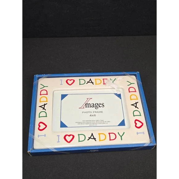 Kohls Images I Heart Daddy Ceramic Photo‎ Frame 4x6 White Multi Color New