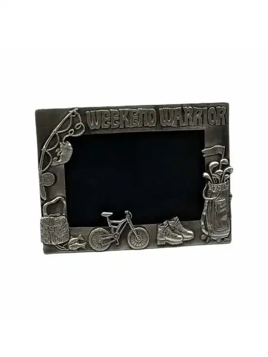 Vintage Sixtrees “Weekend Warrior” Pewter Picture Frame – 4x6-Inch Photo