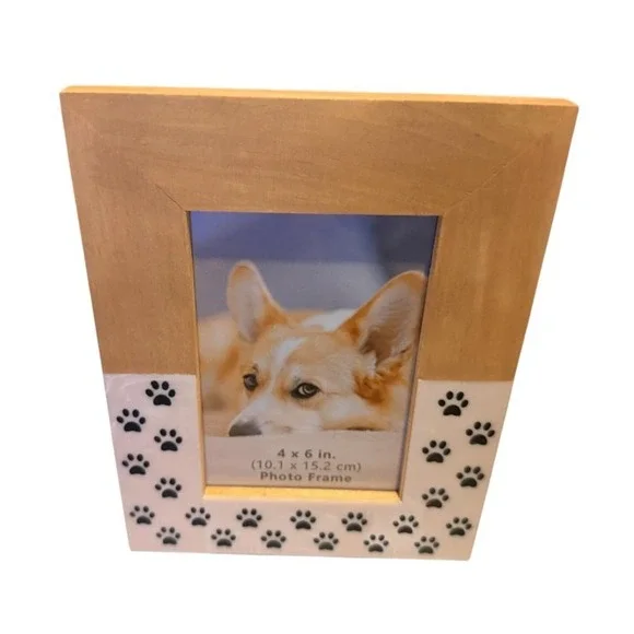 4x6 Wooden Dog Paw Print Picture Frame Pet Memorial Photo Display Bin Deal