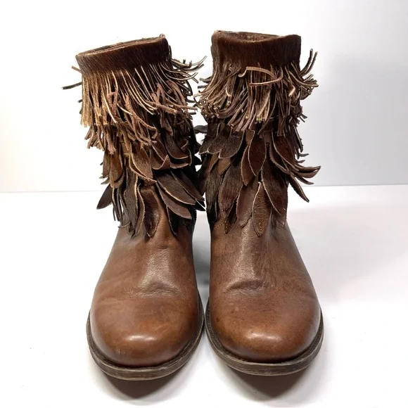 Sheridan Mia Genuine Calf Hair Fringe‎ Leather Western Boot Size EU 37 US 6.5