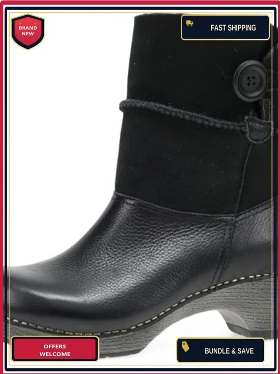 Dansko Lilith Women's Ankle Bootie with Shearling, Leather, Water Resistant