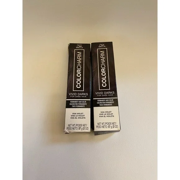 NEW Wella ColorCharm Vivid Darks Permanent Hair Color Viva Violet 2 Pack