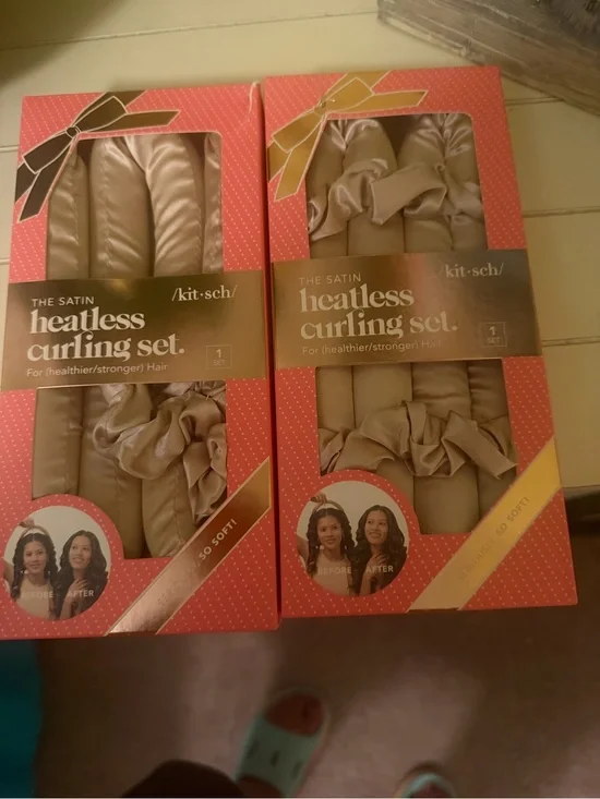 Kitsch Satin Heatless Curling Set - Champagne Beige