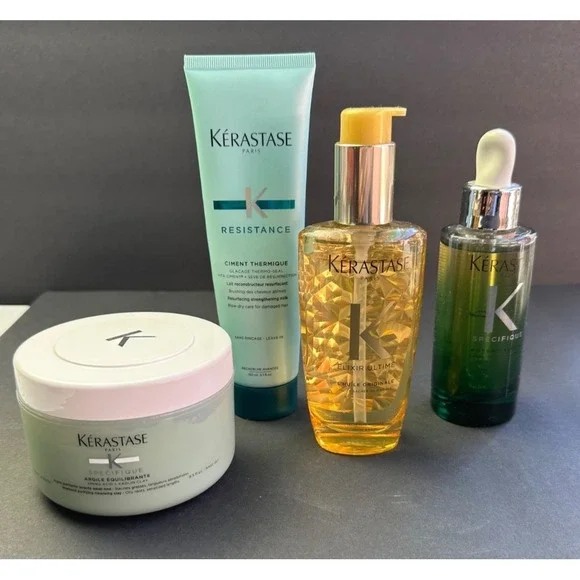Kerastase 4Pc Hair Care Set Potentialiste Argile Elixir Ciment Thermique Luxury