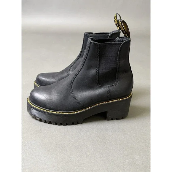 Dr Martens Rometty Wyoming Platform Chelsea Black Boots Women Size 6 US AW004