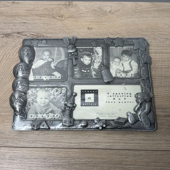 Gallery Baby Pewter Photo Frame 5 Opening Teddy Bear Nursery Collage 9x7