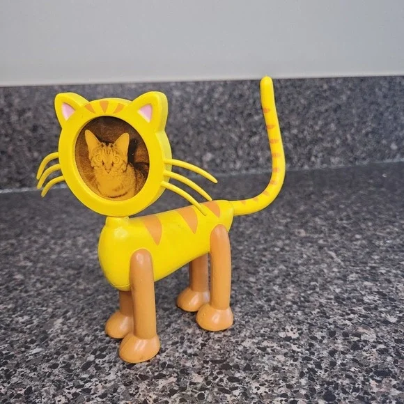 VINTAGE 1998 CBS Designs Flexo Buddies Kitty‎ Tabby Cat Picture Frame Flexible