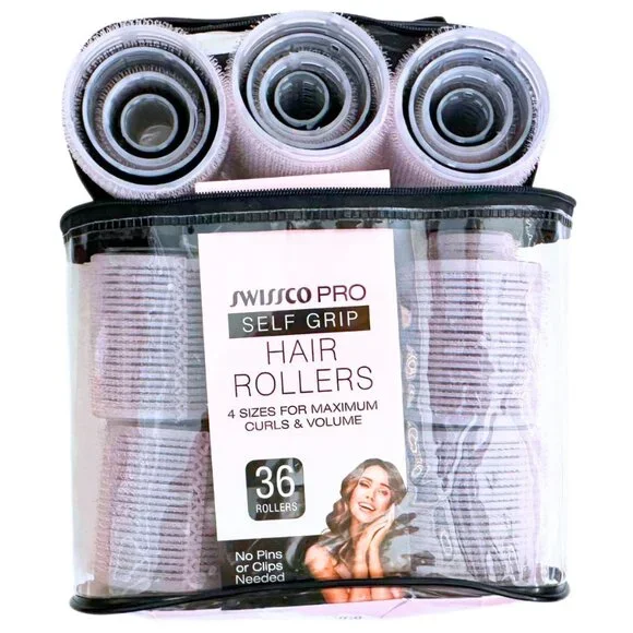 SWISSCO PRO Self Grip Salon Hair Rollers Curlers Volume - 36 Count NEW