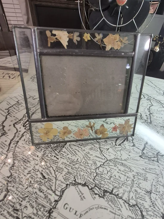 Pressed Flower Glass Picture Frame - Yellow Floral