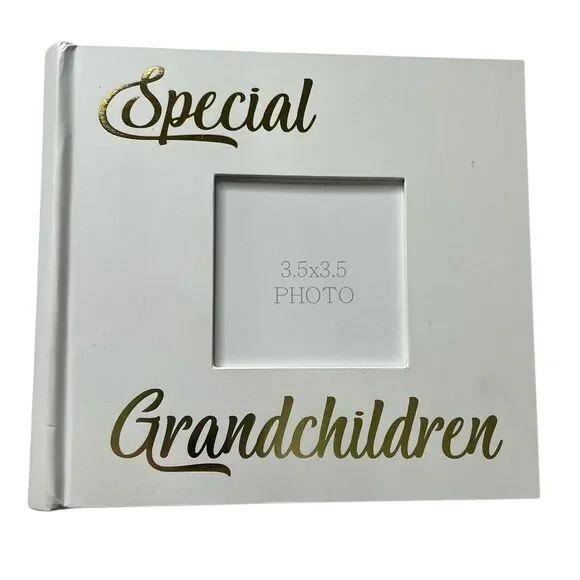Happy Homewares Special Grandchildren Photo Album White Gold HH820-GRCH Gift Vtg