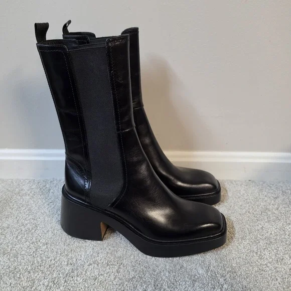 $509 NEW MAJE FRIZZANTE WOMENS BOOTS MID ANKLE CHUNKY PLATFORM  BLACK 41 US 10