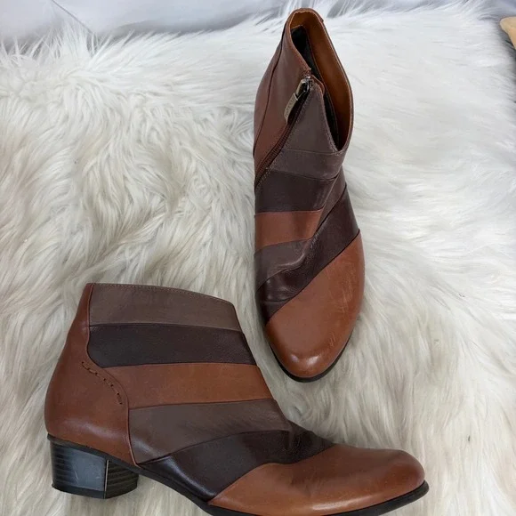 Regarde Le Ciel Women Brown Leather Patchwork Ankle Boot WB450226-83-669 Size 39