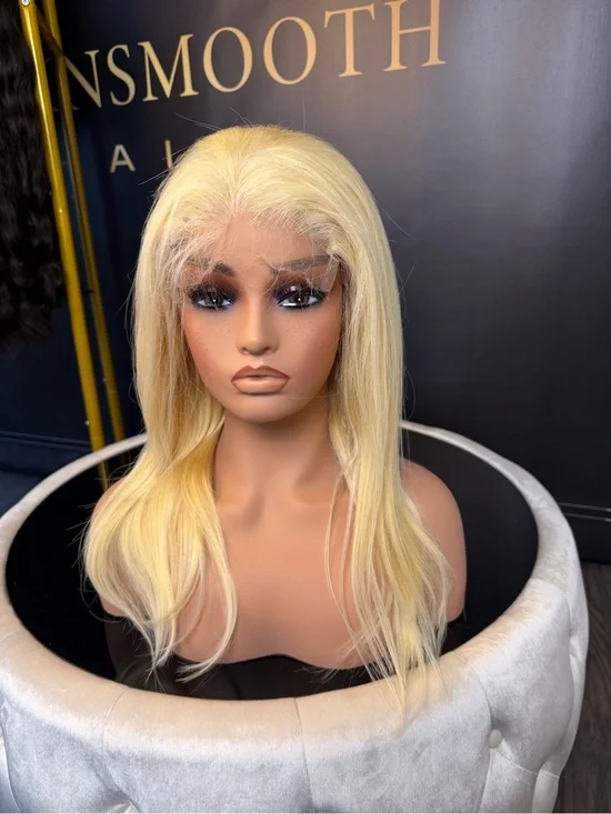 Blonde 5 by 5 hd 14”Women's Wig - Natural Straight Style