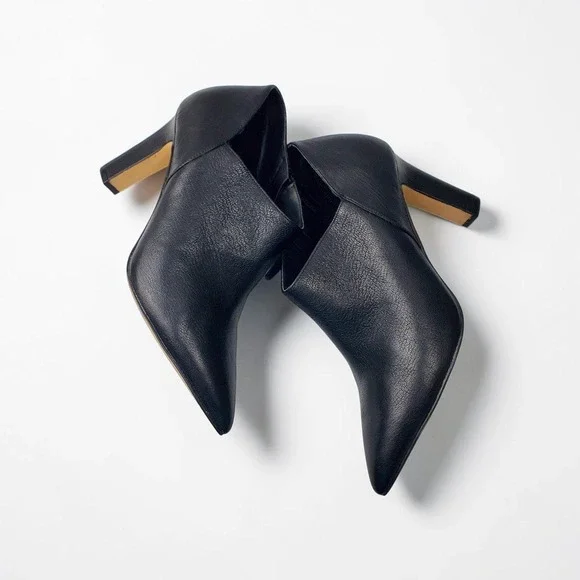 Cole Haan Vestry Womens Black Leather Pointed Toe Block‎ Heel Shooties 10B