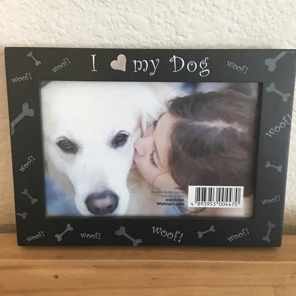 I Love My Dog 4x6 black wood photo frame
