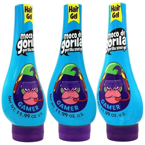 3-Pack Moco de Gorila Gamer Hair Styling Gel Long-Lasting Hold 11.99oz Bottles