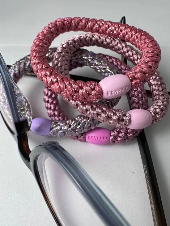 NWT 4-Bundle of Authentic Original KKNEKKI Hair Ties/Elastics in Coral & Pink