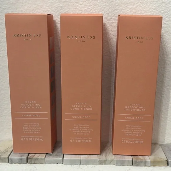 New lot of 3 Authentic Kristin Ess Color Color Depositing Conditioner Coral Rose