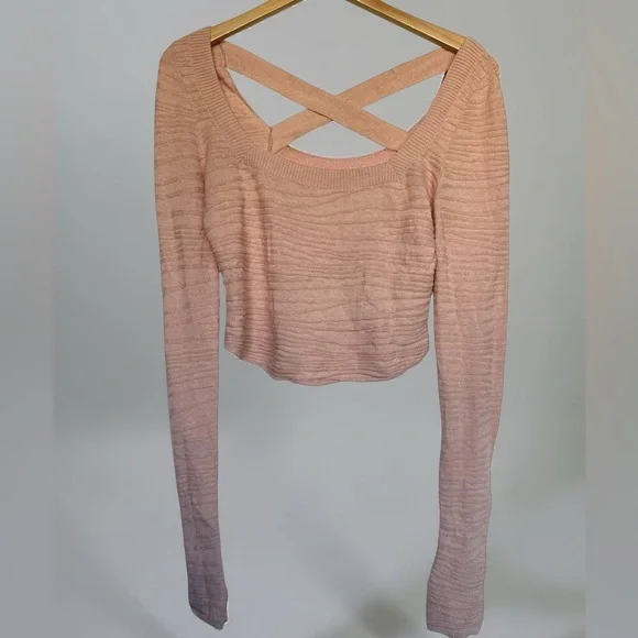 Free People Blush Pink Crisscross Back Blouse