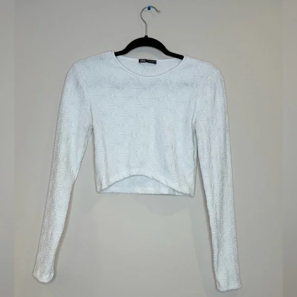 🔥Zara Crop Top White Sz S 90’s🔥
